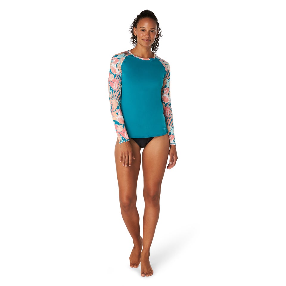 Women's Long Sleeve Printed Rashguard Blue