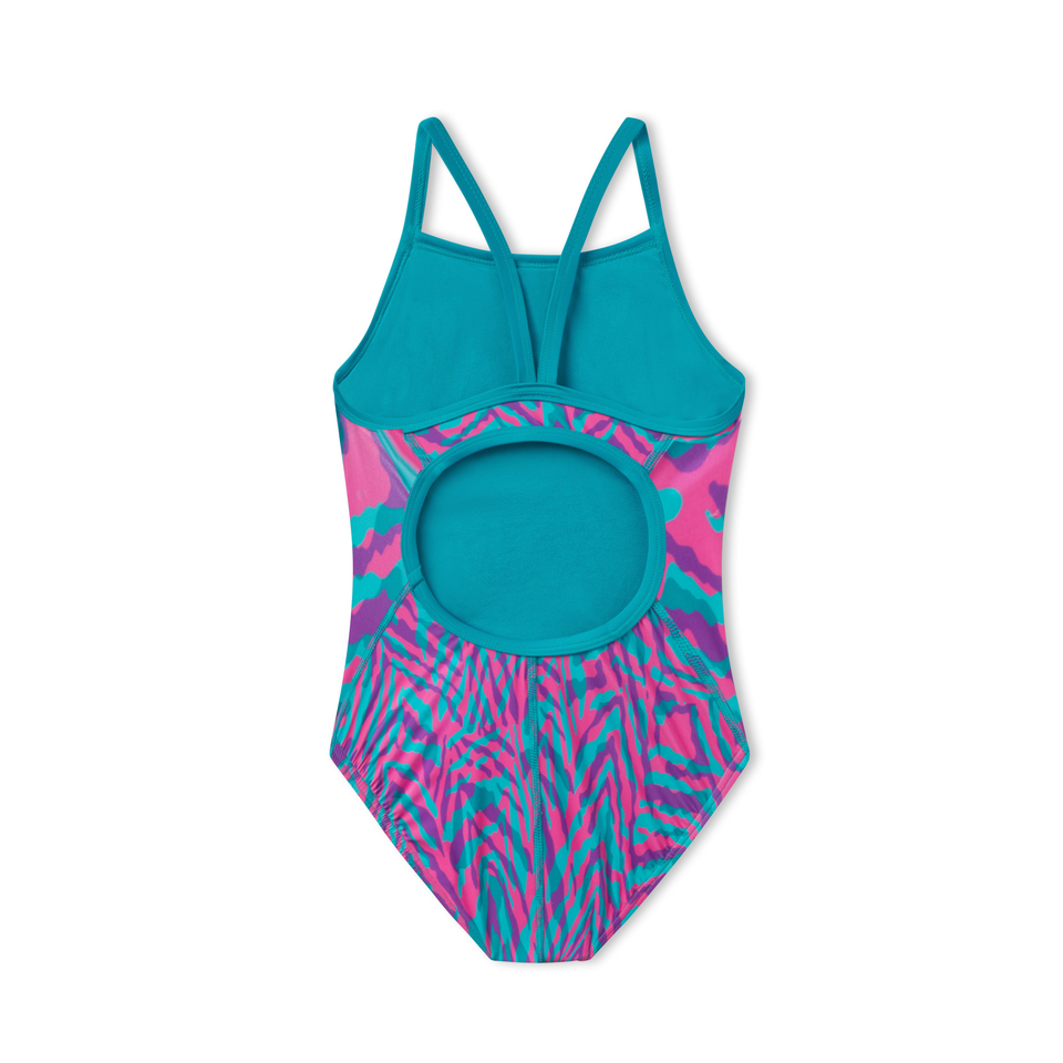 Girls Print Propel Back One Piece Blue