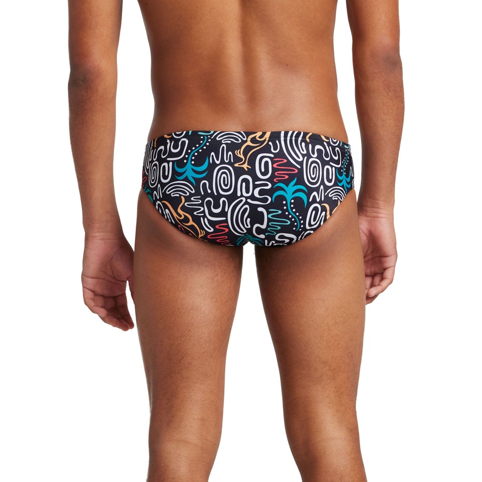Men's Printed One Brief Black