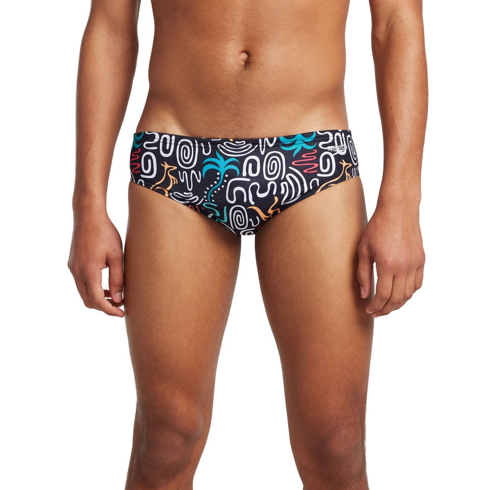 Men's Printed One Brief Black