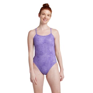Women's Printed Twist Back One Piece Purple - 26
