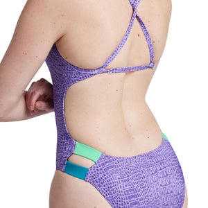 Women's Printed Twist Back One Piece Purple