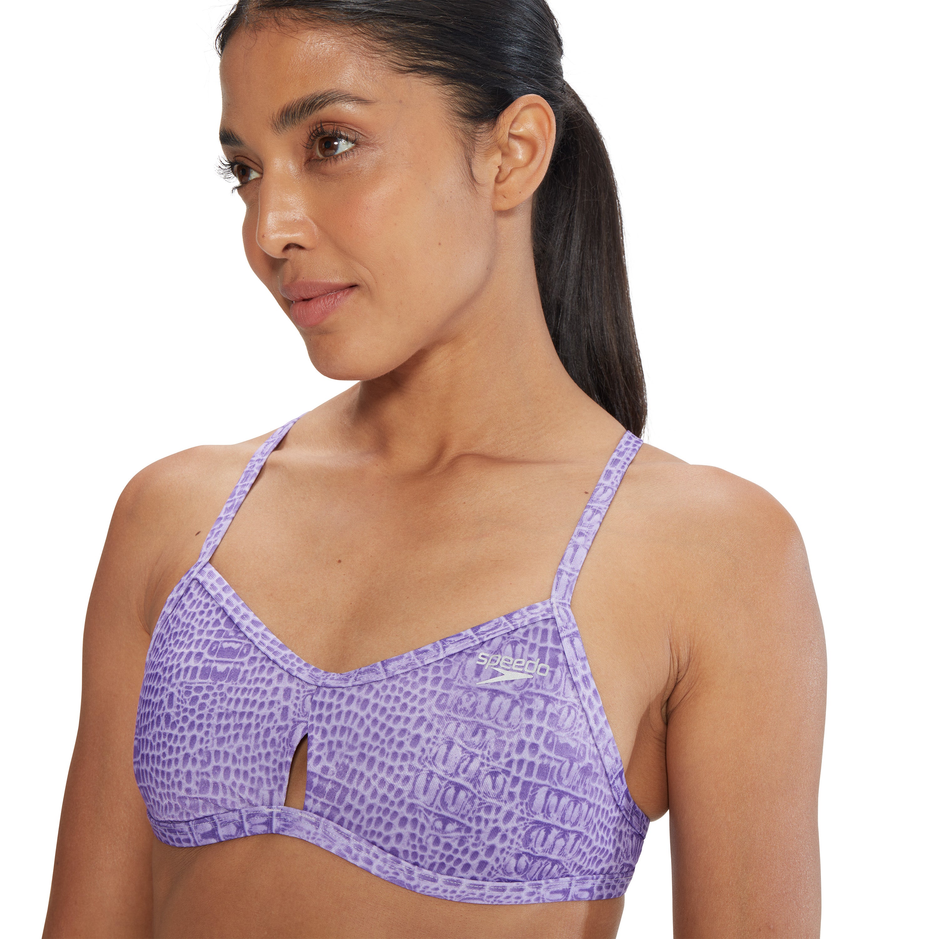 Women's Printed Tie Back Keyhole Bikini Top Purple | Speedo USA