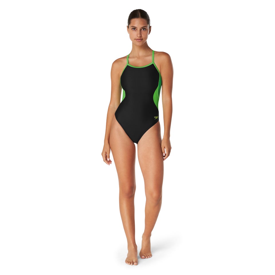 Women's Solid Flyback One Piece Green