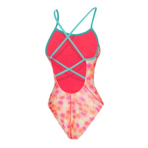 Girls Printed Double Crossback One Piece Pink