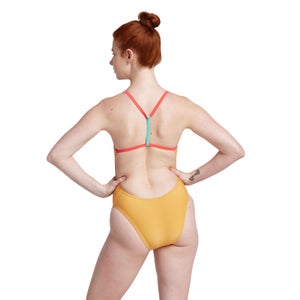 Women's Solid T-Back One Piece Orange