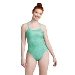 Women's Printed Twist Back One Piece Green