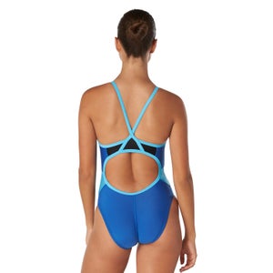 Girls Solid Flyback One Piece Blue