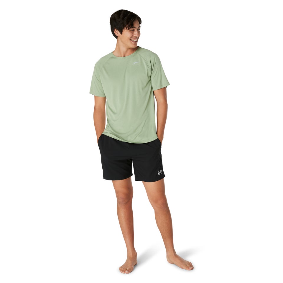 Maillot dermoprotecteur de bain manches courtes pour hommes, vert