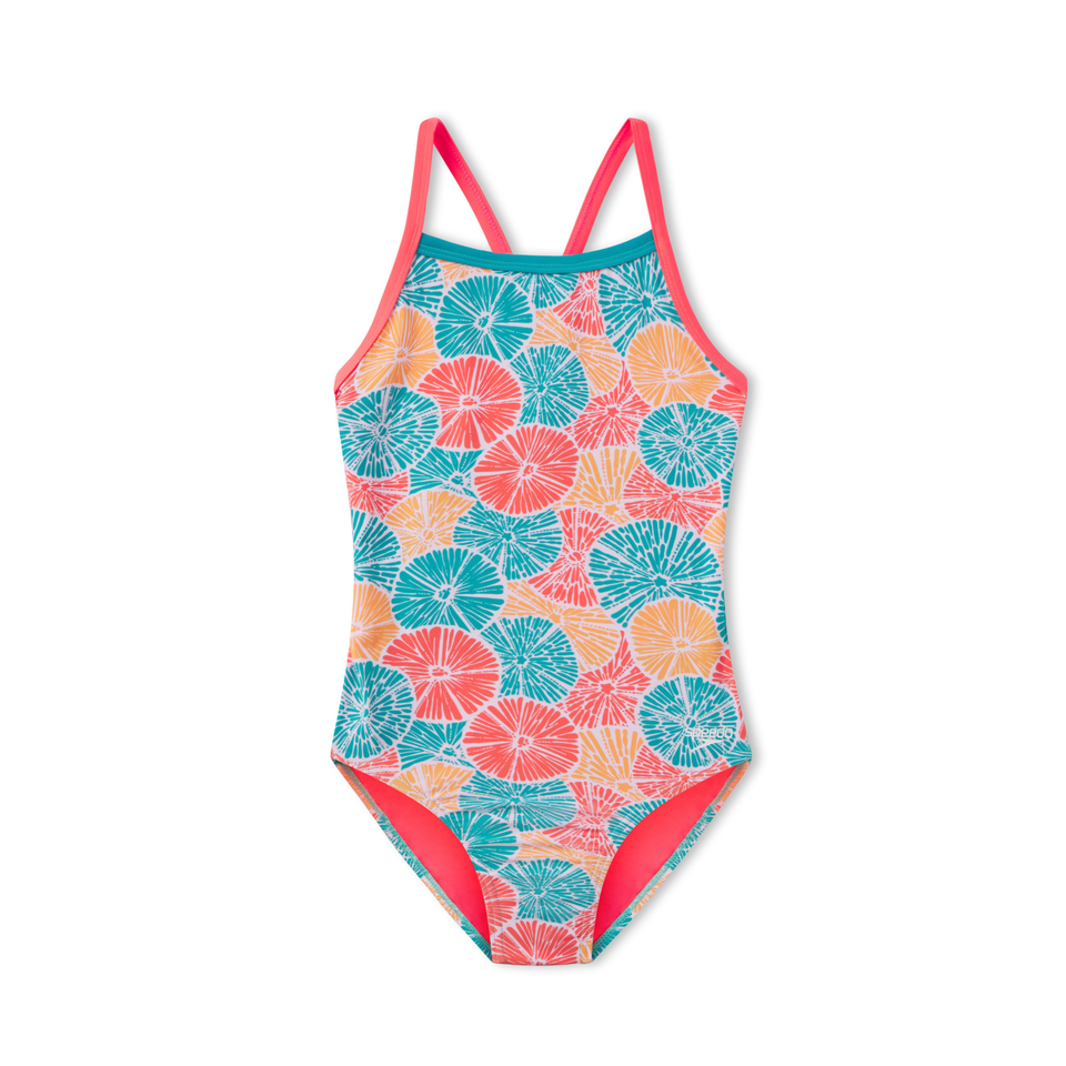 Girls Print Propel Back One Piece Pink