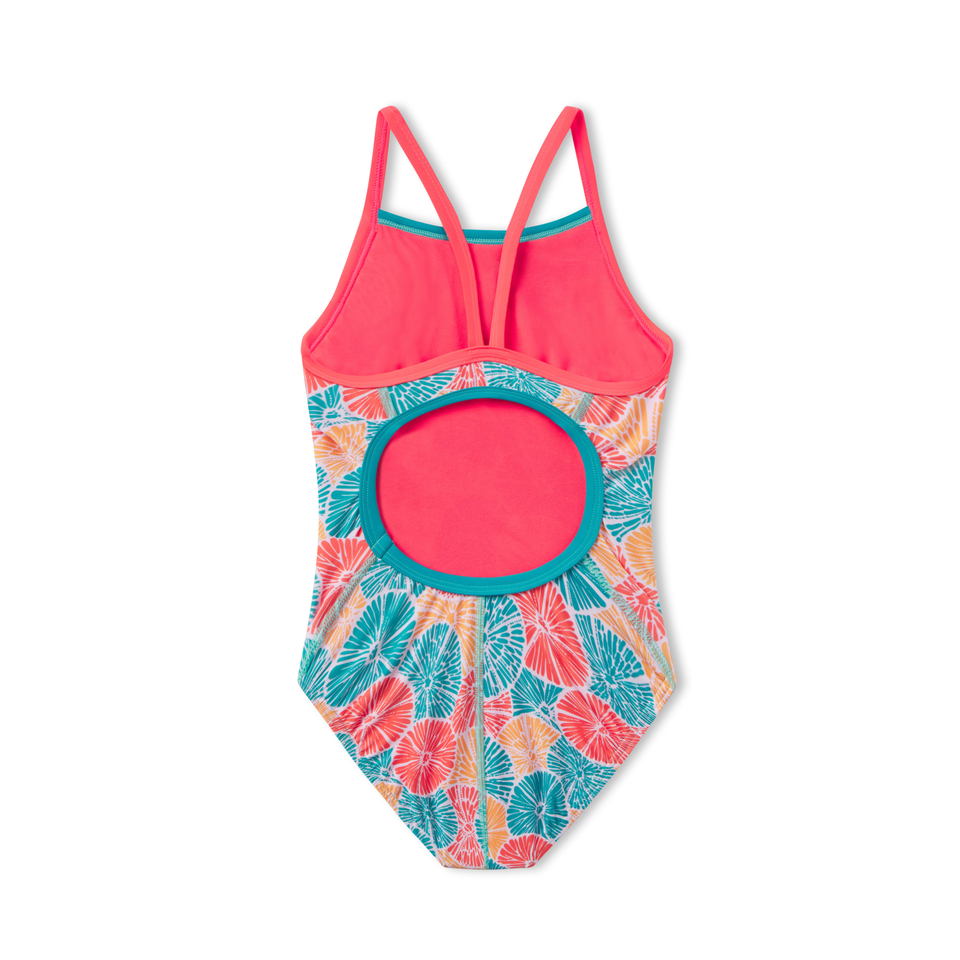 Girls Print Propel Back One Piece Pink
