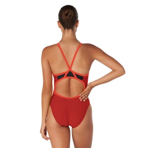 Girls Solid Flyback One Piece Red