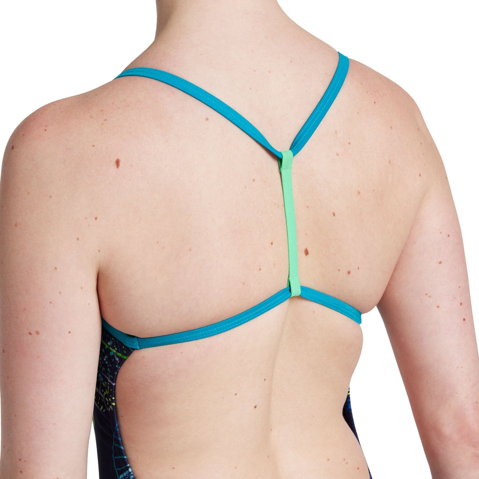 Monopièce à motif imprimé dos en T pour femmes, bleu marine