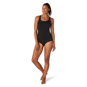 Women's Mesh Blocked One Piece Black