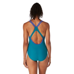 Women's Double Strap Racerback One Piece Blue