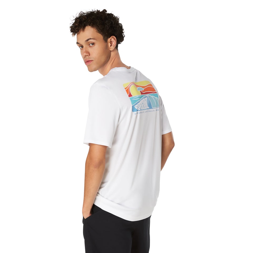 Men's Short Sleeve Graphic Swim Rashguard White