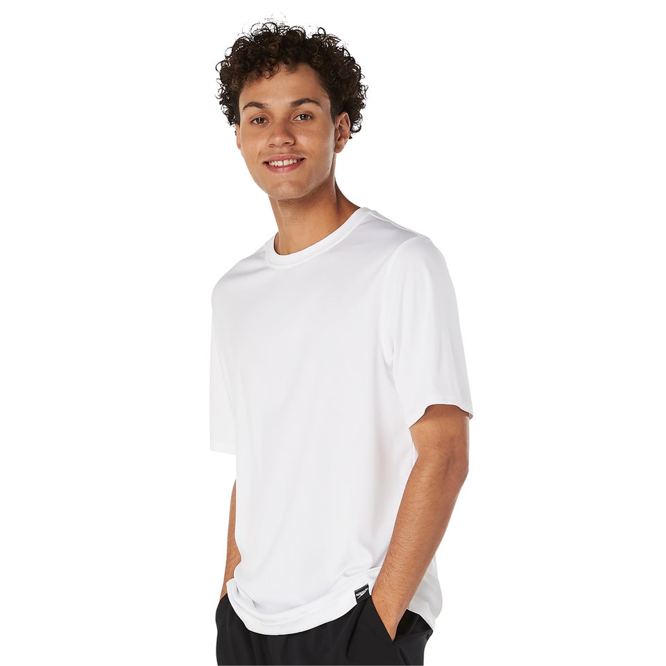 Men's Short Sleeve Graphic Swim Rashguard White