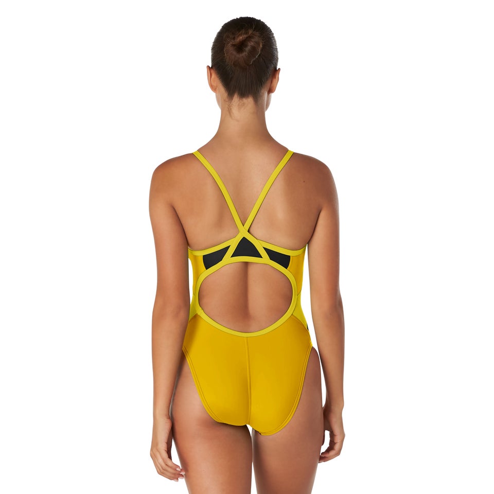 Women's Splice Flyback One Piece Gold