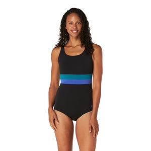 Banded Colorblock One Piece - Black | Size 8