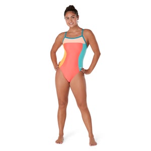Girls Colorblock Propel Back One Piece Pink
