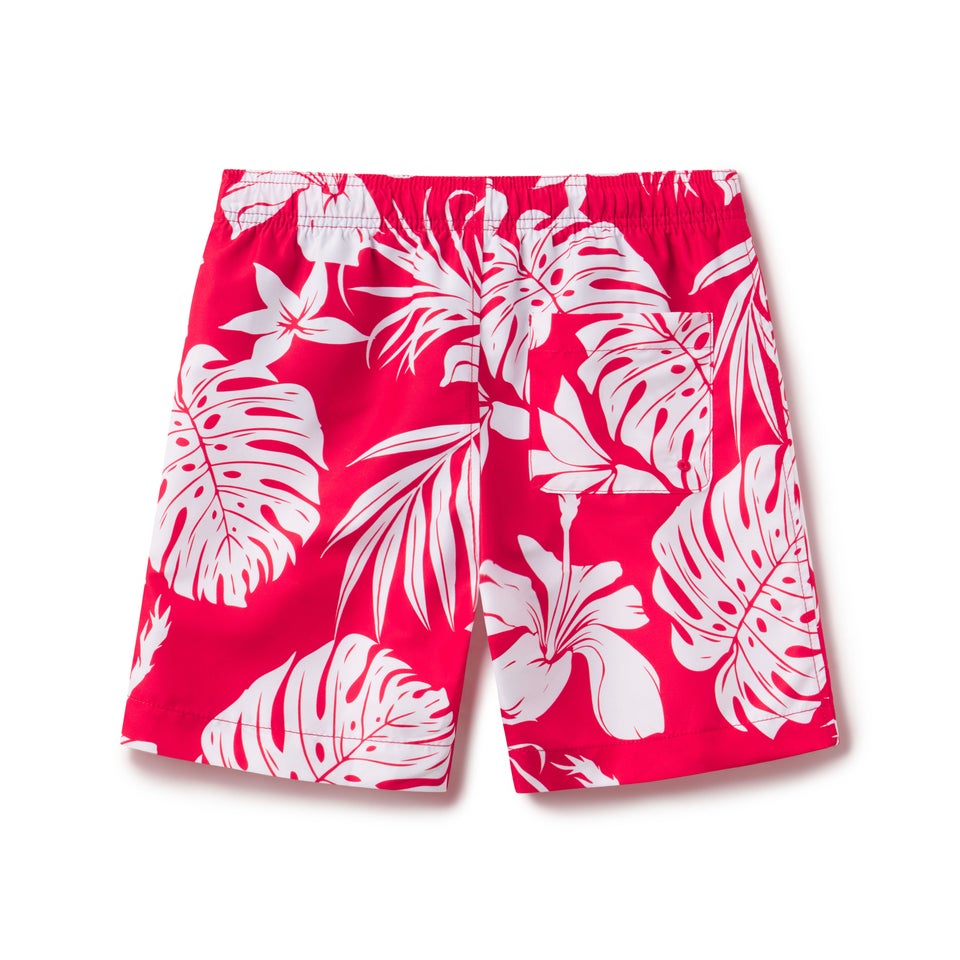 Boys Camo Cover Redondo 15" Volley Swim Trunks Red