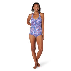 Women's Printed Halter One Piece Swimsuit Purple