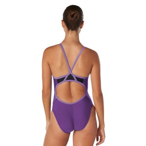 Girls Solid Flyback One Piece Purple