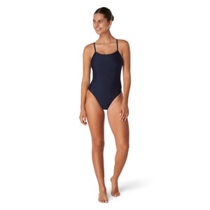 Women's Solid Relay Back with Shelf Bra One Piece Navy
