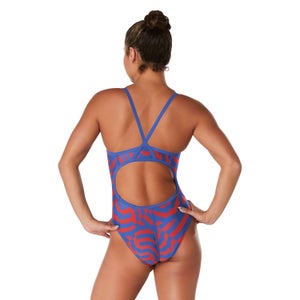 Women's Vortex Maze Flyback One Piece Red/Blue