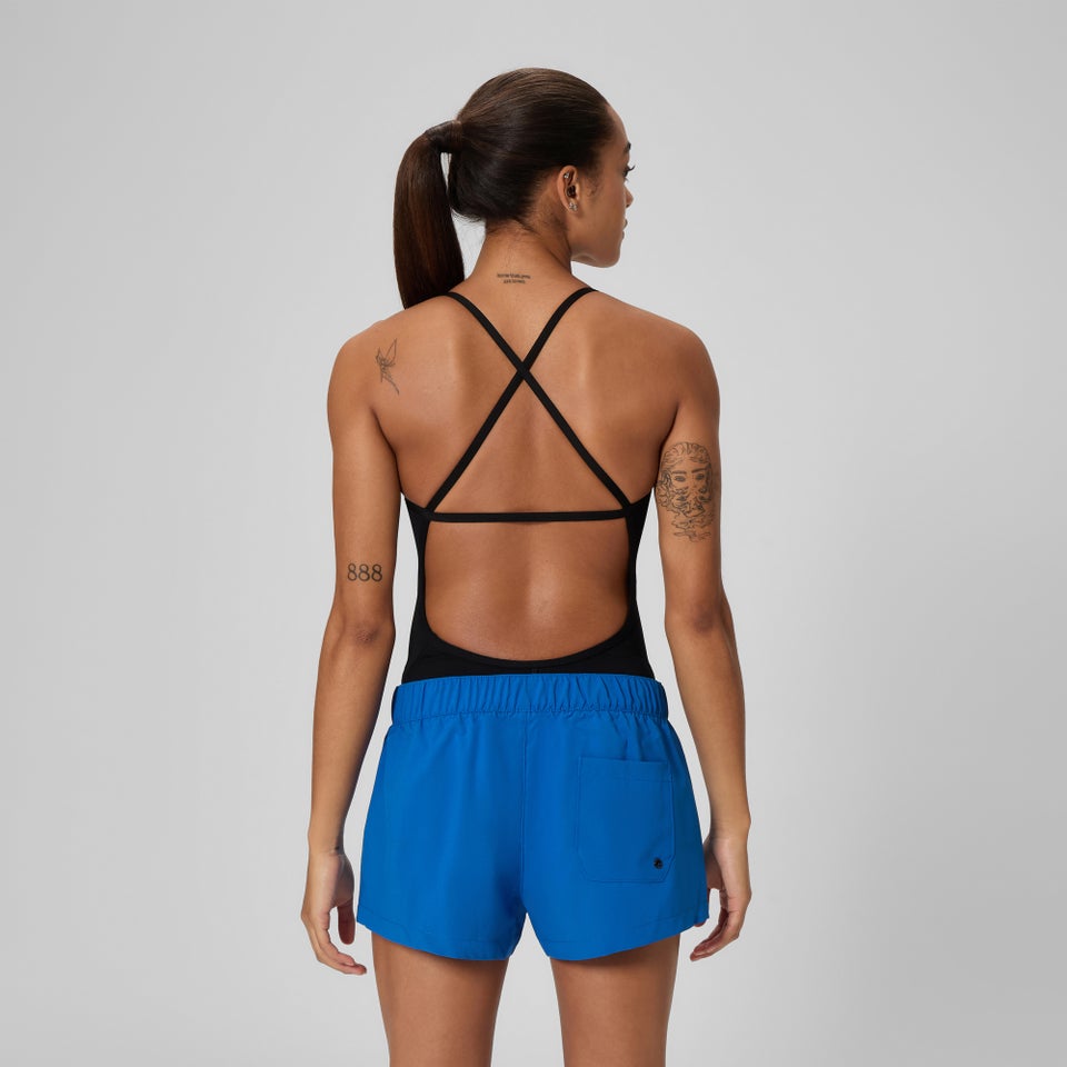 Women's Solid Volley Swim Shorts Blue