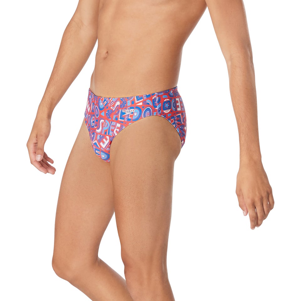 Men's Floatable Floral Print Beachstar 2" Brief Red