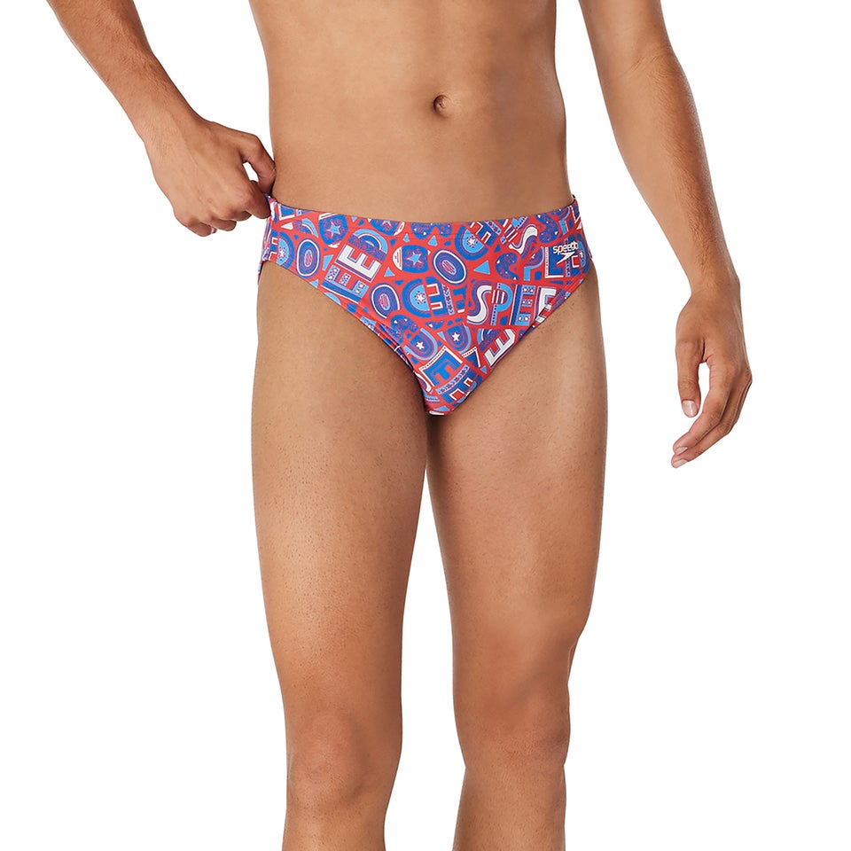 Men's Floatable Floral Print Beachstar 2" Brief Red
