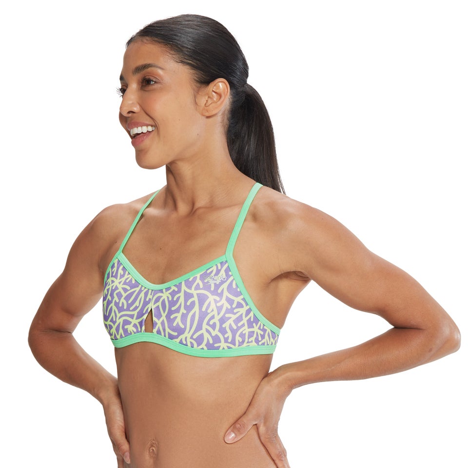 Women's Printed Tie Back Top Purple/Green