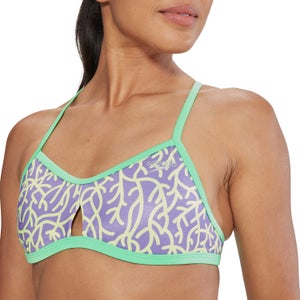 Haut à motif imprimé à nouer au dos pour femmes, violet/vert