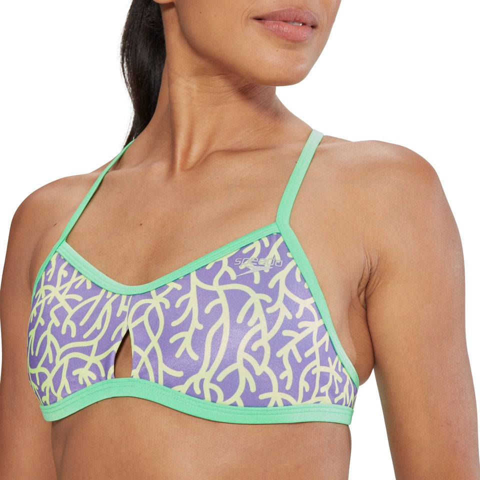 Haut à motif imprimé à nouer au dos pour femmes, violet/vert