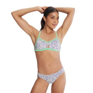 Haut à motif imprimé à nouer au dos pour femmes, violet/vert