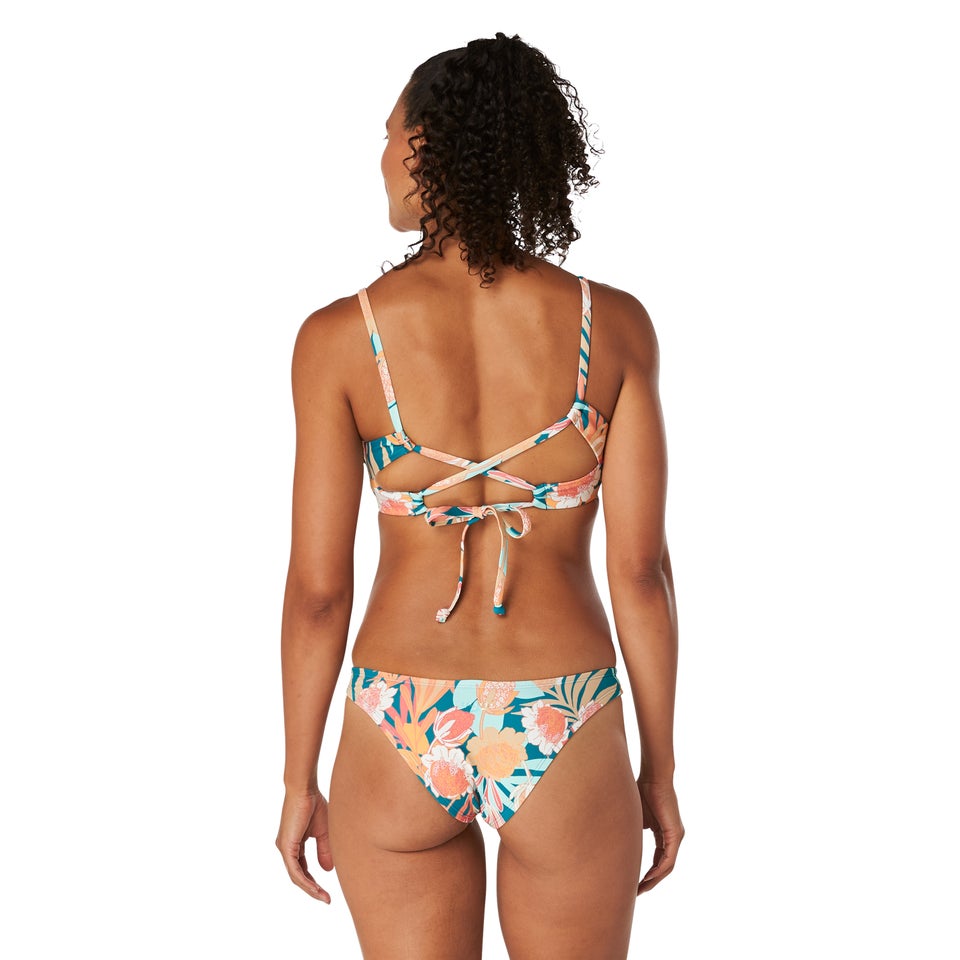 Women's Print Double Cross Bikini Top Blue