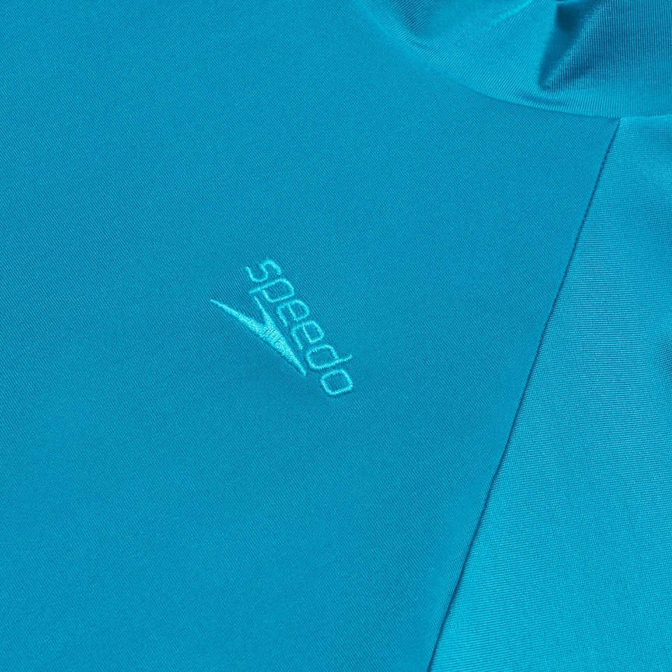 Bedrucktes kurzärmeliges Rash-Top für Jungen Türkis/Blau