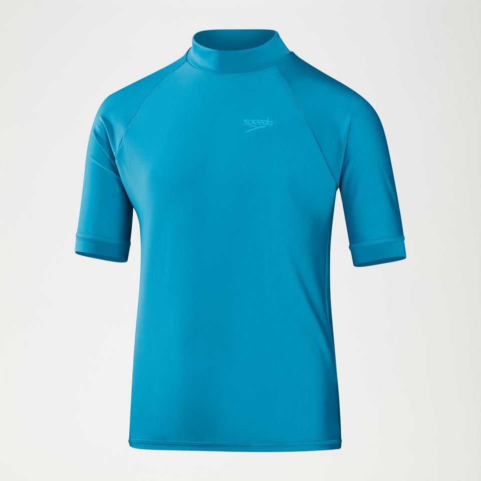 Bedrucktes kurzärmeliges Rash-Top für Jungen Türkis/Blau