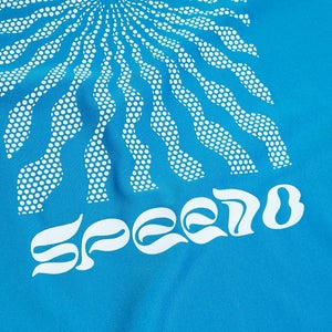 Bedrucktes kurzärmeliges Rash-Top für Jungen Blau/Weiß