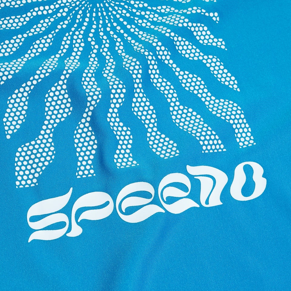 Bedrucktes kurzärmeliges Rash-Top für Jungen Blau/Weiß