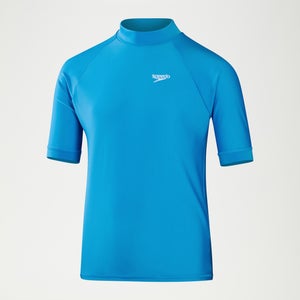 Bedrucktes kurzärmeliges Rash-Top für Jungen Blau/Weiß