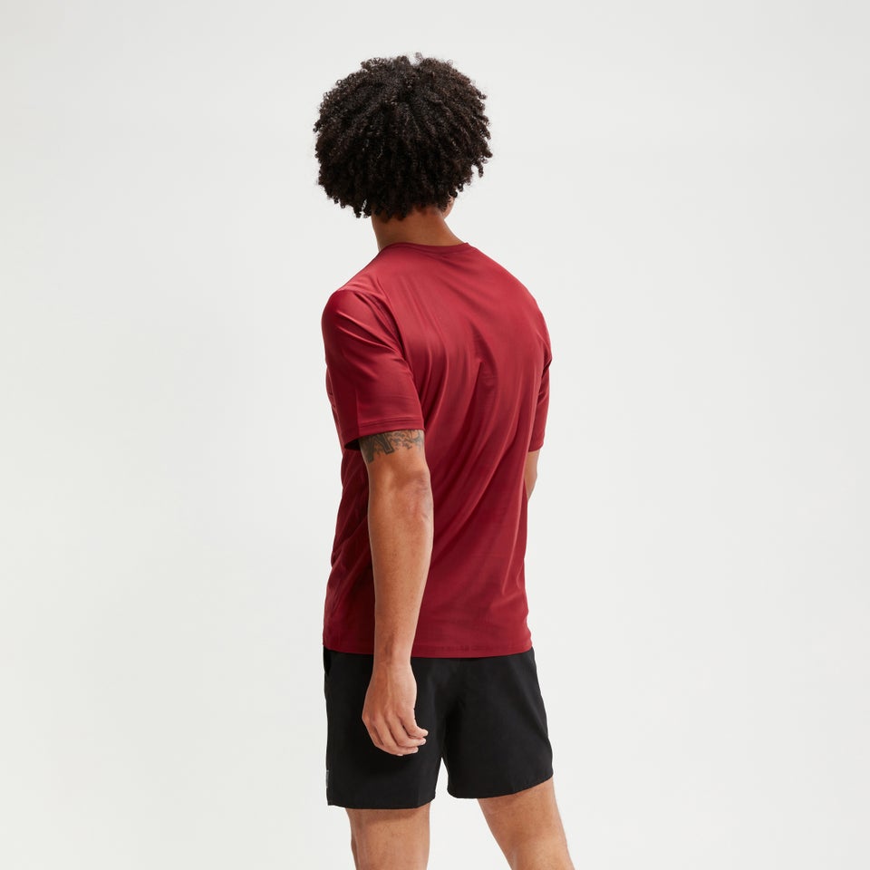 Bedrucktes, kurzärmeliges Schwimmtop für Herren Weinrot