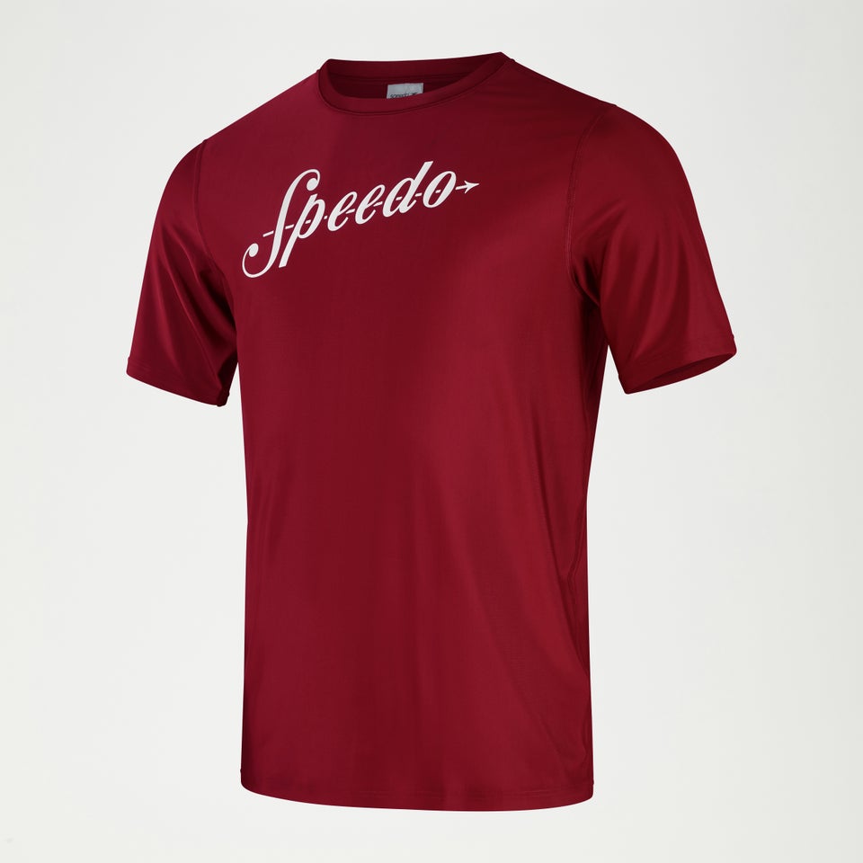 Bedrucktes, kurzärmeliges Schwimmtop für Herren Weinrot