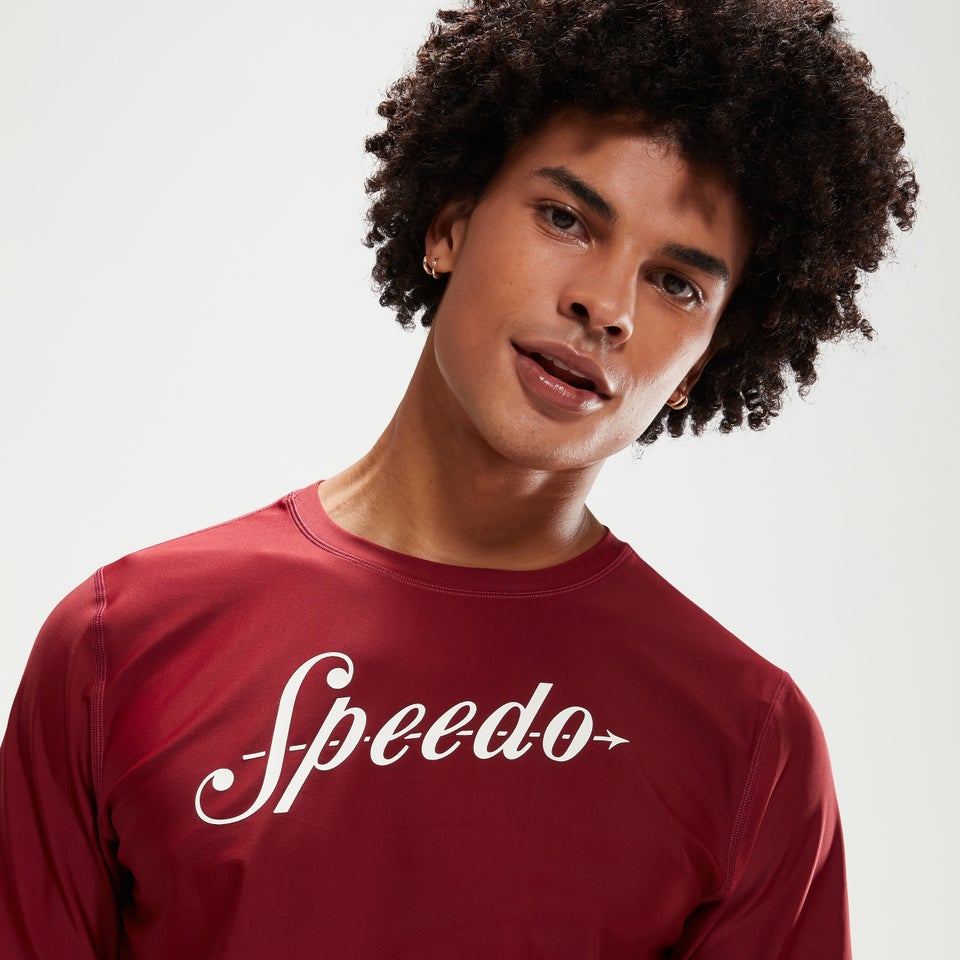 Bedrucktes, kurzärmeliges Schwimmtop für Herren Weinrot