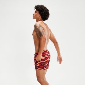 Men's Printed Leisure 14" Swim Shorts Oxblood/Orange