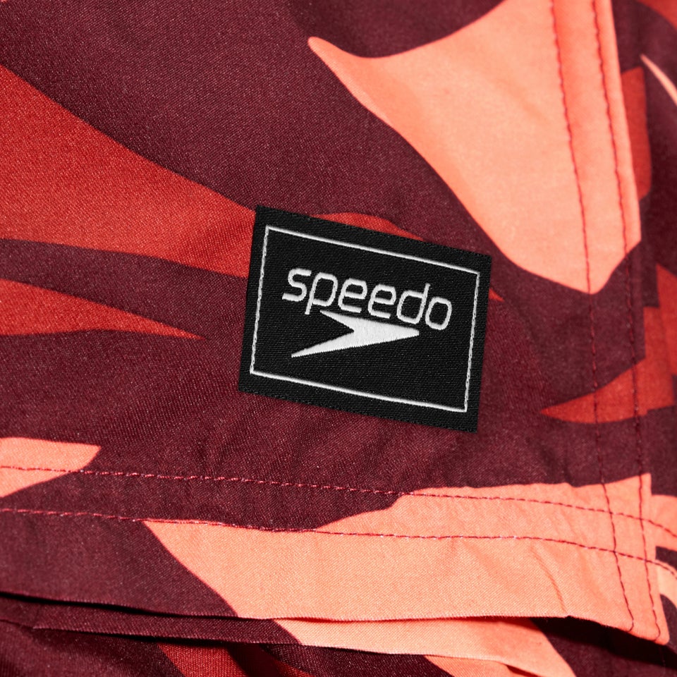 Short de bain Homme Printed Leisure 35 cm sang de bœuf/orange