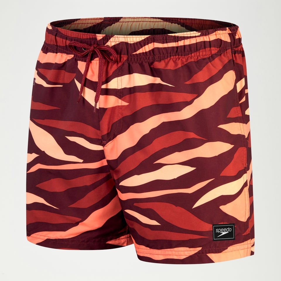Short de bain Homme Printed Leisure 35 cm sang de bœuf/orange