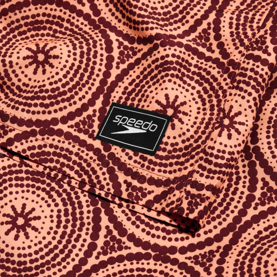 Bedruckte Leisure 45 cm Schwimmshorts für Herren Orange/Weinrot