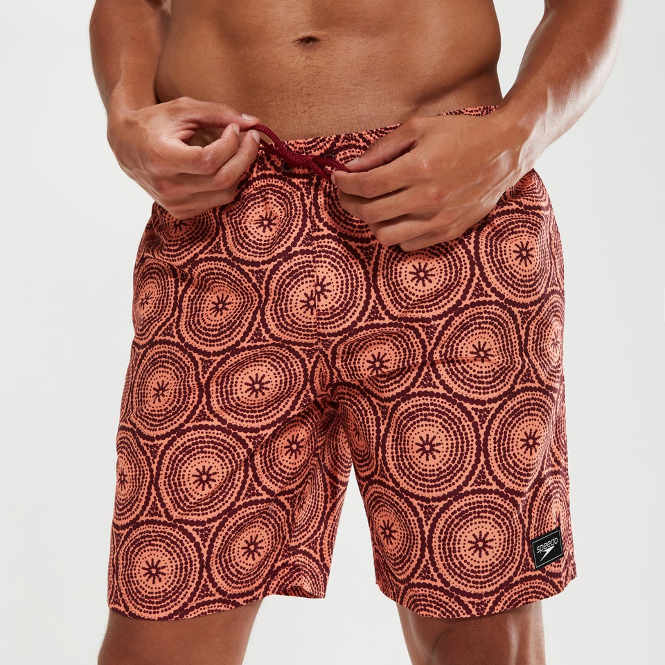 Bedruckte Leisure 45 cm Schwimmshorts für Herren Orange/Weinrot